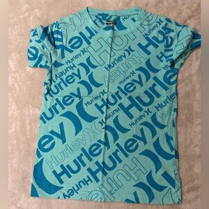 Hurley Aqua and Blue Logo Tee